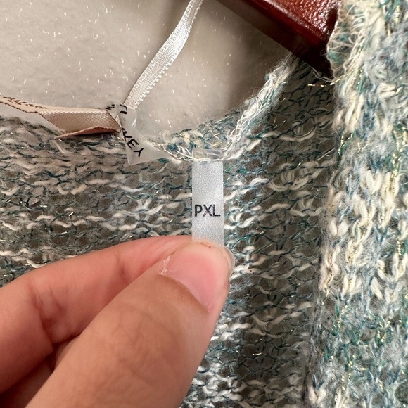 Soft Surroundings Open Front Cardigan Longline Open Knit Lightweight Metallic - Picture 8 of 11